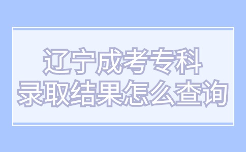 辽宁成考专科录取结果怎么查询